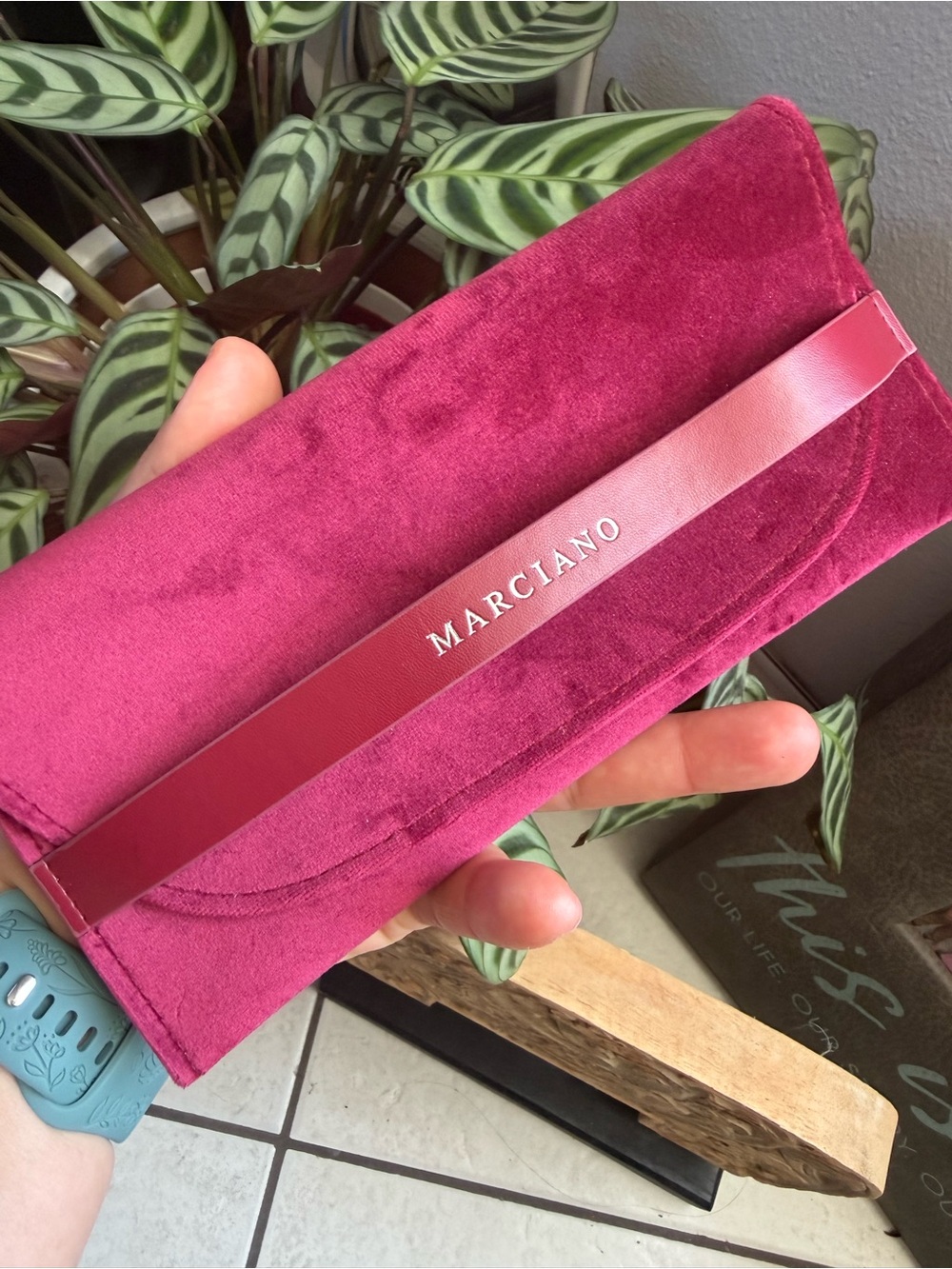 Marciano Velvet Sunglasses Case in Rich Magenta